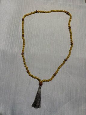 Yellow beaded mala necklace